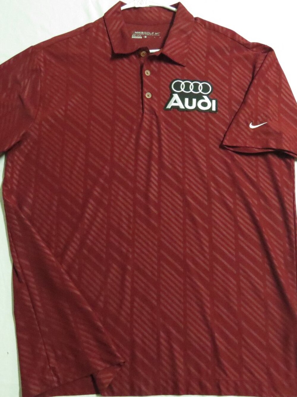 L-XL AUDI Maroon Nike Dri-Fit Men's db #807 Polo Shirt
